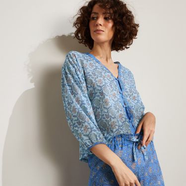 Laurence Tavernier Fleurs du Desert Long Pyjamas Bleuet
