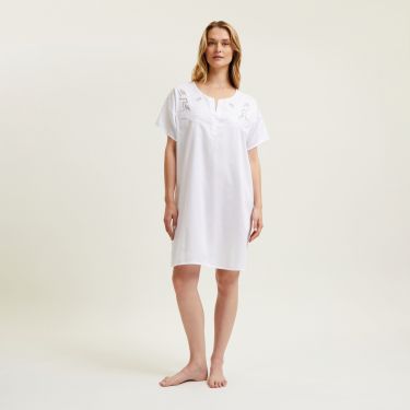 Laurence Tavernier Hawai Short Sleeved Short Nightdress Blanc