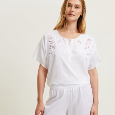 Laurence Tavernier Hawai Short Sleeved Pyjamas Blanc