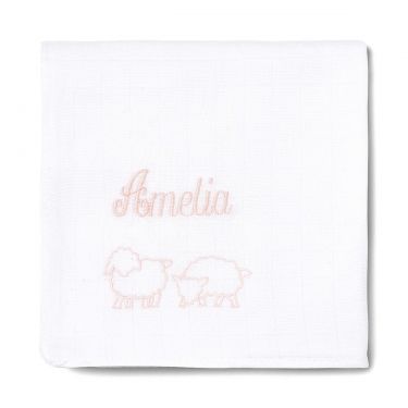 Personalised Muslin Cloth Little Pink Sheep