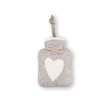 Heart Mini Hot Water Bottle Grey/White 