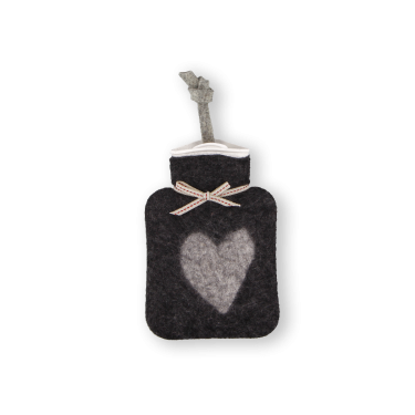 Heart Mini Hot Water Bottle Charcoal/Grey 