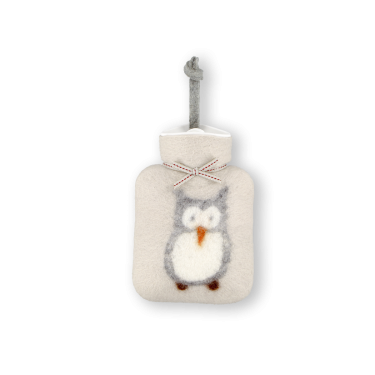 Owl Mini Hot Water Bottle Light Beige 