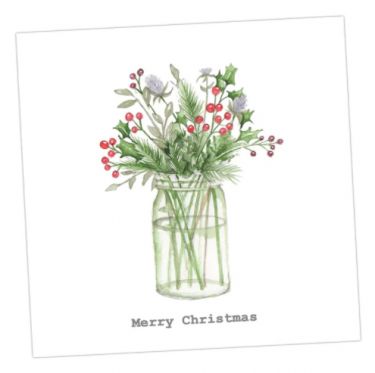 Flower Jar Christmas Greeting Card