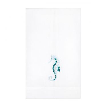 Yves Delorme Couture Intrus Green Seahorse Guest Towel