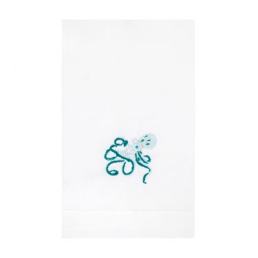 Yves Delorme Couture Intrus Green Octopus Guest Towel