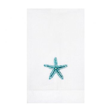 Yves Delorme Couture Intrus Green Starfish Guest Towel